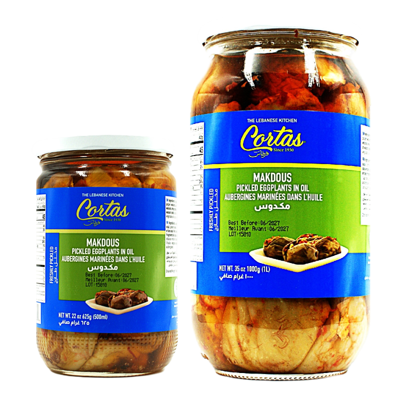 Makdous (Pickled Stuffed Eggplant in Oil) Cortas